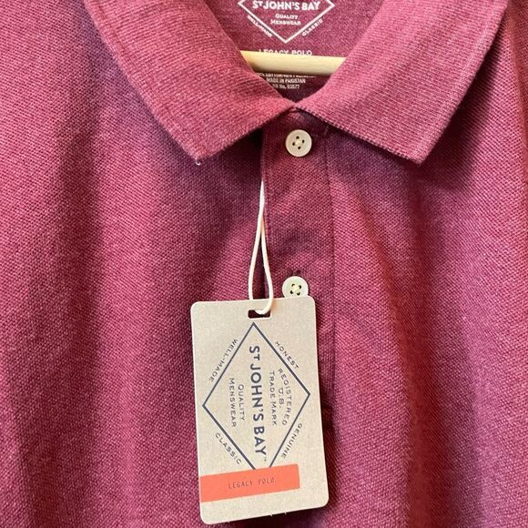 NWT MONROE BURGUNDY ST JOHN’s BAY LEGACY POLO SIZE XXL 60/40 COTTON/POLY BLEND - Picture 1 of 4